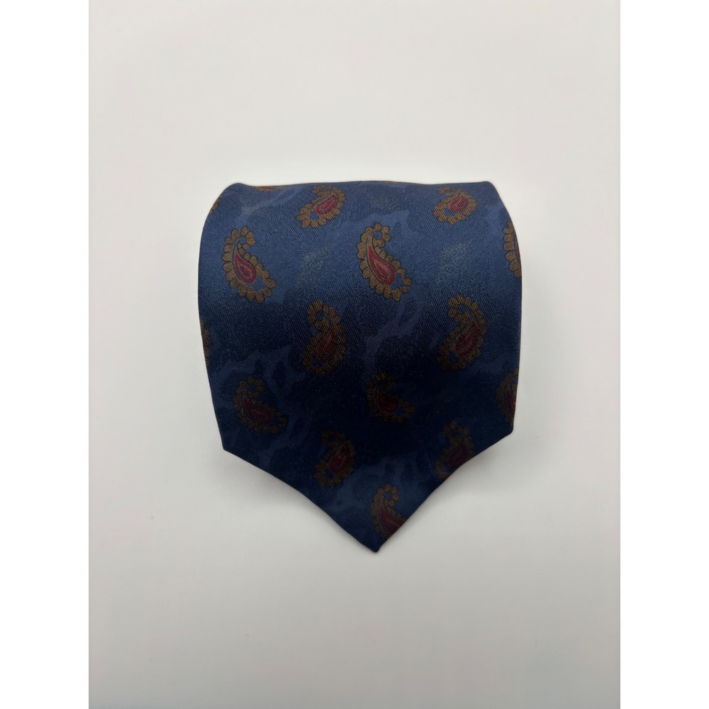 Tiffany & Co Mens Navy Blue Paisley Silk Necktie Made in Italy 1986 TIE